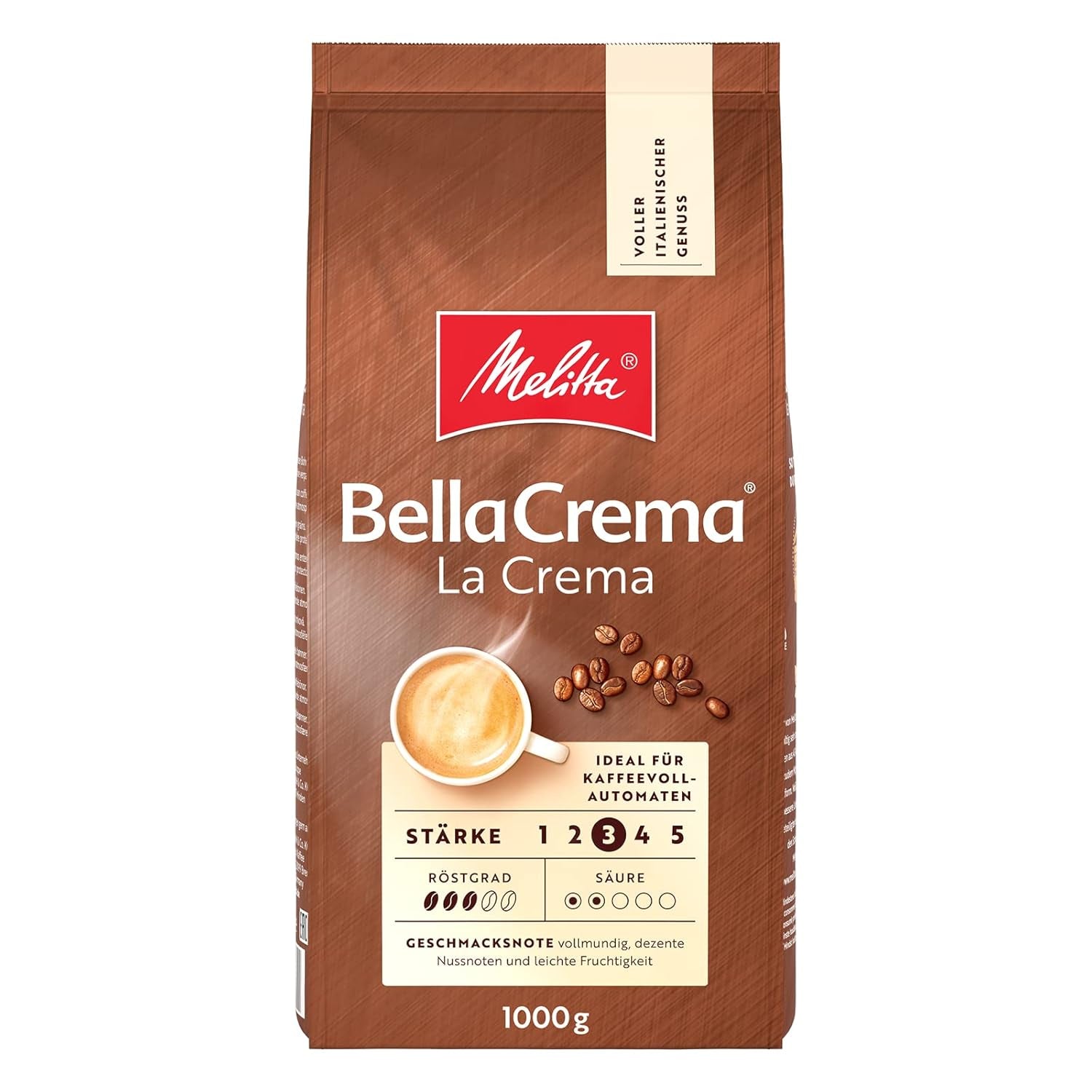 Melitta BellaCrema La Crema koffiebonen 1kg en BellaCrema Decaffeinato cafeïnevrije koffiebonen 1kg