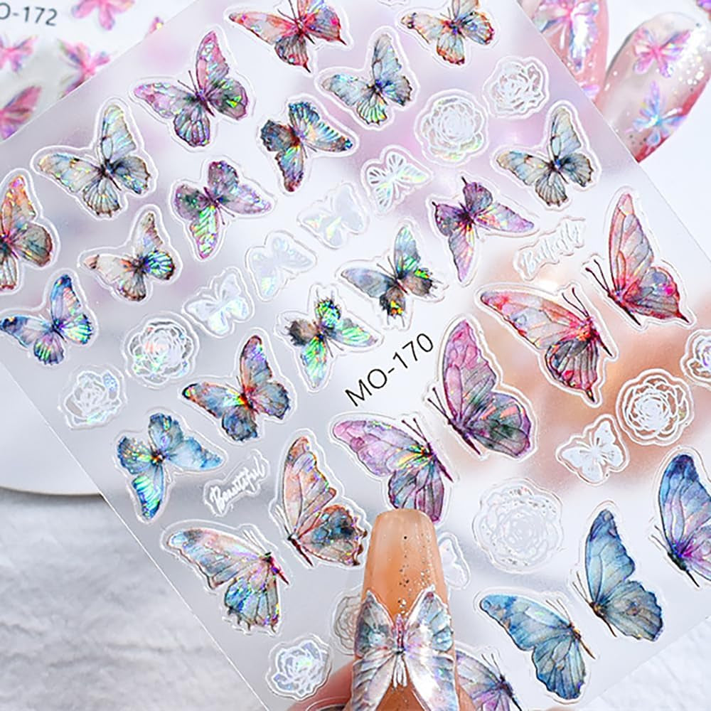 5D vlinder nagelstickers met reliëf zelfklevende vlinders nageldecoratiestickers aurora vlinder nail art stickers nagelaccessoires ontwerp vlinder nagelstickers nail art stickers
