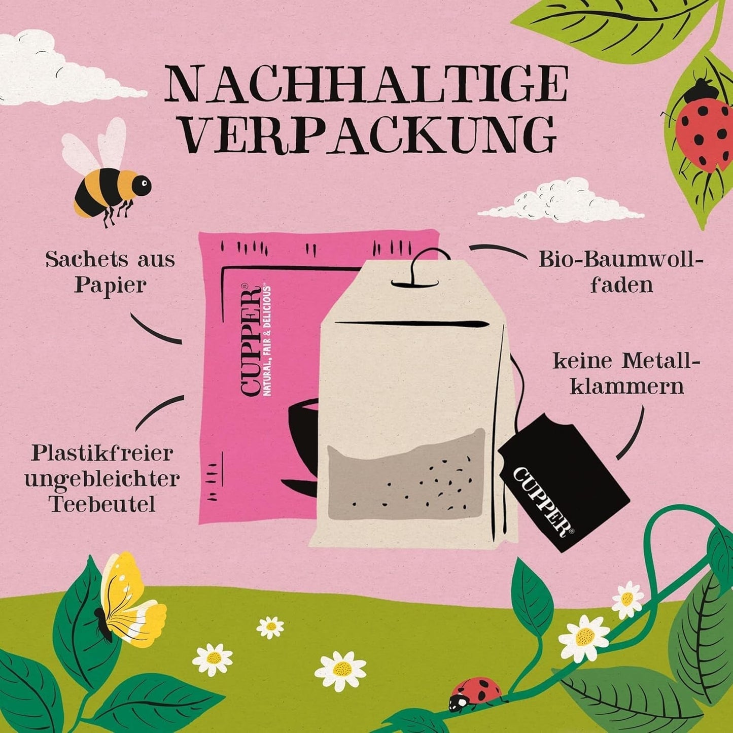 Cupper Biologische fruitthee Cranberry Framboos | Frambozenthee | 250 ongebleekte theezakjes | Groot pakket | Ideaal voor op kantoor | Ecologisch | Eerlijke handel