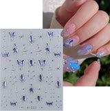 JMEOWIO 3D Nagelsticker Blauer Nail Art Sticker Selbstklebend Nagelaufkleber 5D Stereoskopisch Mondstern Decoratie Nageldesign Zubehör 1 Blatt