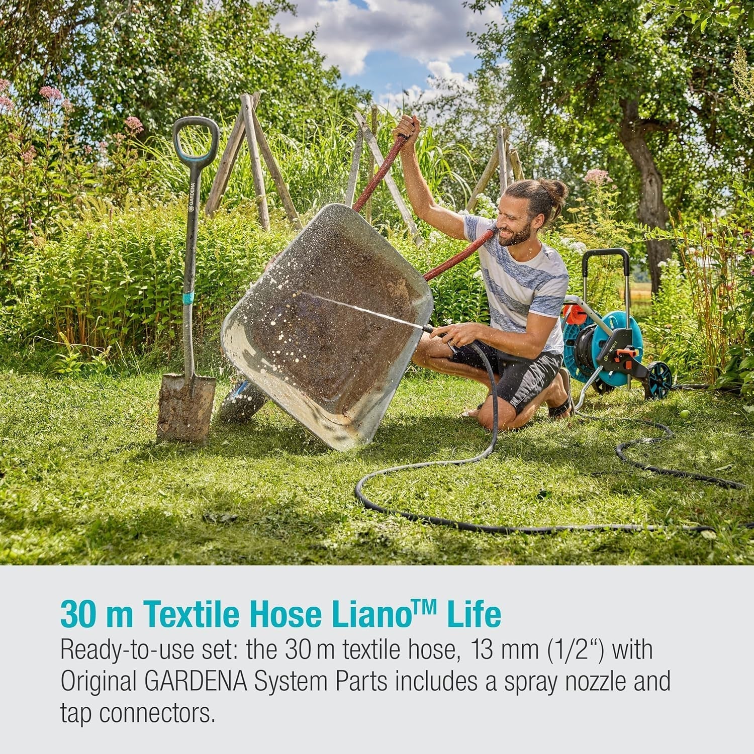 Gardena Liano Life 1/2 inch textielslang, set 30m: Extreem flexibele textieltuinslang met PVC binnenslang, knikvrij, lichtgewicht, weerbestendig (18457-20)