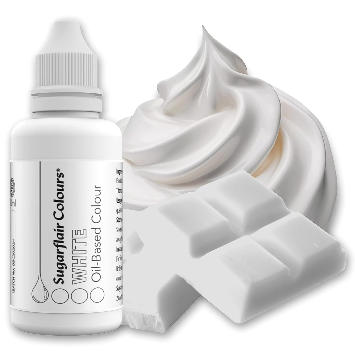 Sugarflair Pastel Mixer voedselkleuring op oliebasis, wit - Voedselkleuring voor chocolade, botercrème, suikerpasta en alle vetoplosbare voedselingrediënten - 30 ml