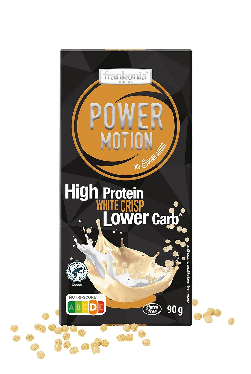 frankonia CHOCOLAT POWER MOTION zonder toegevoegde suiker - Knapperige witte chocolade met hoog eiwit- en laag koolhydraatgehalte, 90 g