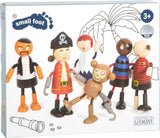 Small Foot flexibele houten piratenpoppen, 5 piraten en 1 aap, gedetailleerd en flexibel, vanaf 3 jaar, 12412