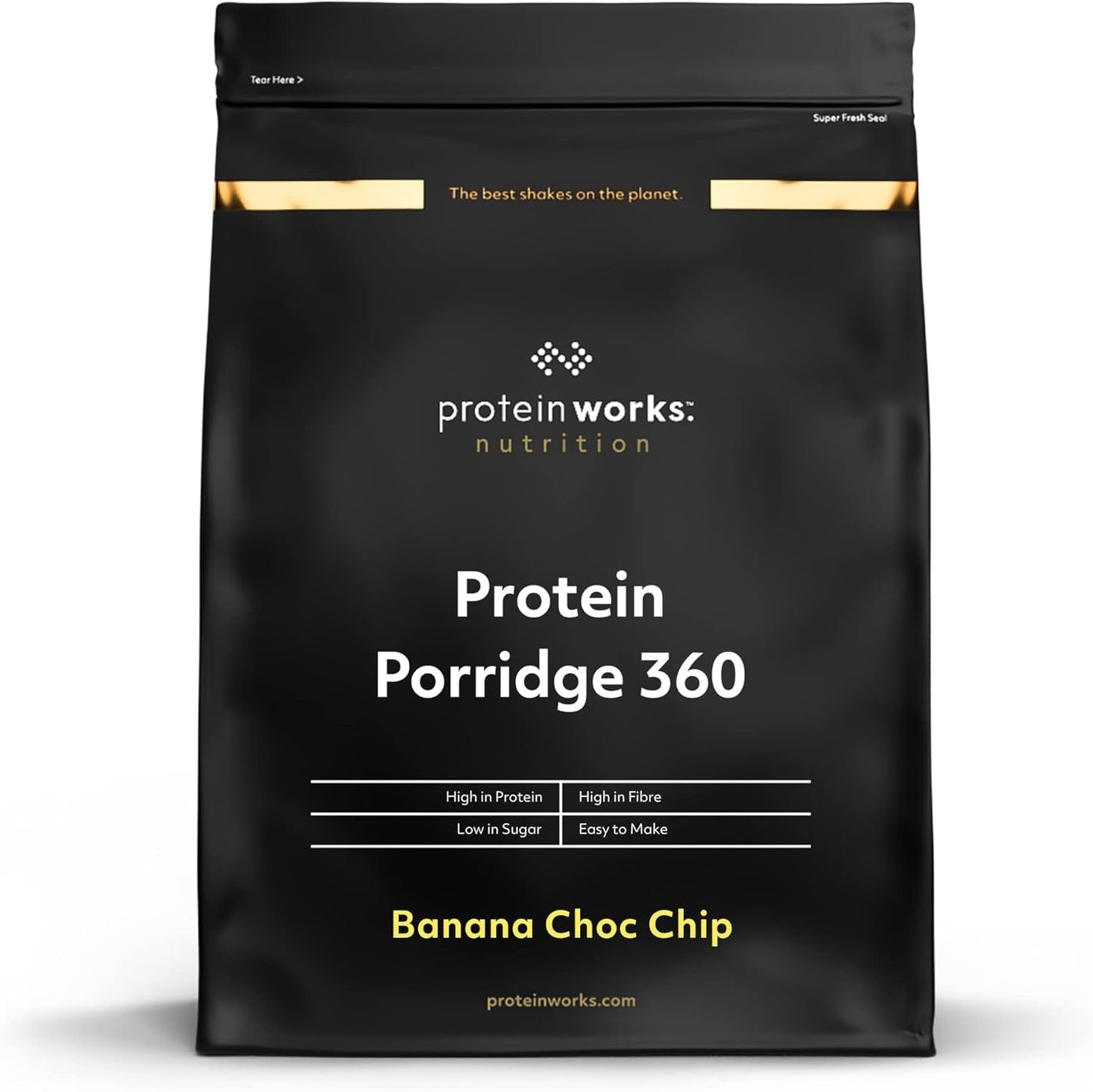 Protein Works - Eiwitpap 360 | Mythe Extra vitaminen en mineralen | Proteinreiches Frühstück | Kalorienarme Haferflocken | 6 Porties | Banaan-Choco-Chip | Standaardtitel 500G Cereal Naty Shop
