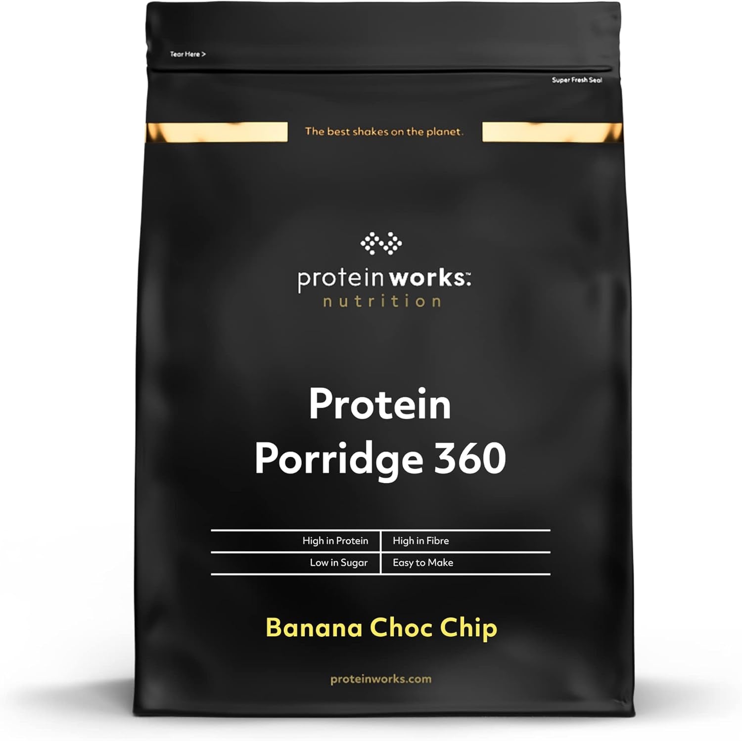 Protein Works - Eiwitpap 360 | Mythe Extra vitaminen en mineralen | Proteinreiches Frühstück | Kalorienarme Haferflocken | 6 Porties | Banaan-Choco-Chip | Standaardtitel 500G Cereal Naty Shop