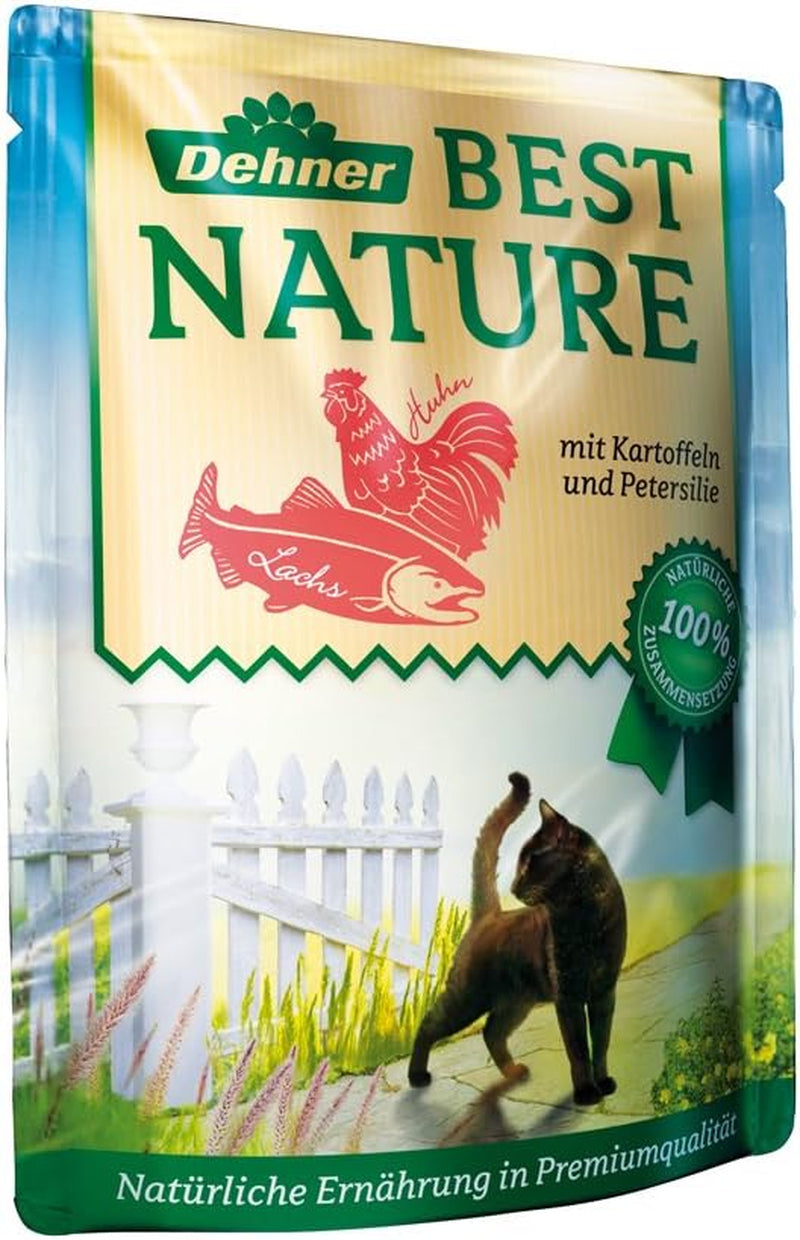 Dehner Best Nature Katzenfutter Multipack, Nassfutter, voor ausgewachsene Katzen, je 2 x Kalb / Wild / Huhn / Kaninchen, 8 x 85 g Zak (680 g)