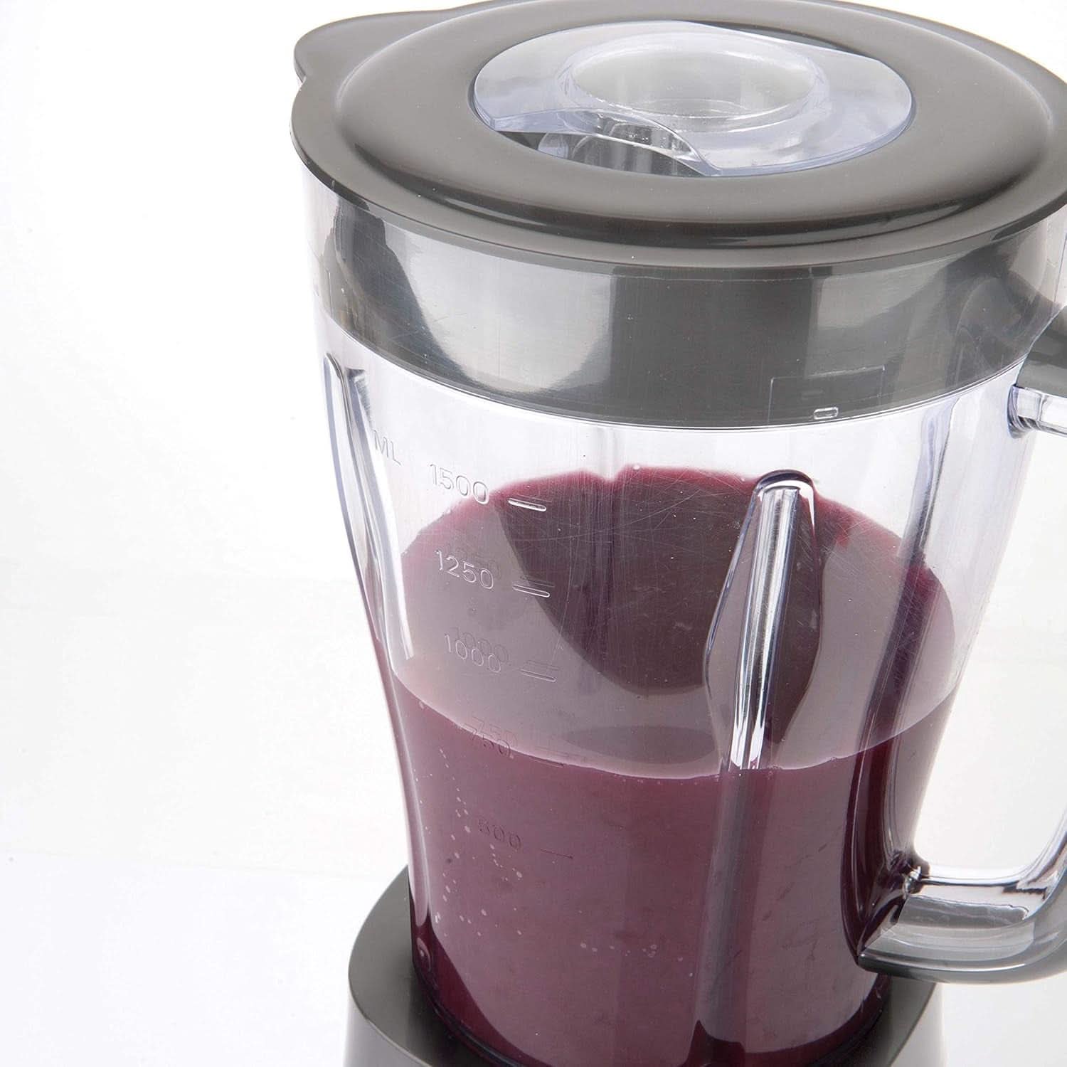 BLACK+DECKER Keukenmixer | 500W | 2 snelheden | Pulsfunctie | Glasrug | 1,5L | Edelstahlmesser Mit 4 Klingen | Herausnehmbar en Leicht Zu Reinigen | Weiß en Grau Kitchen Naty Shop