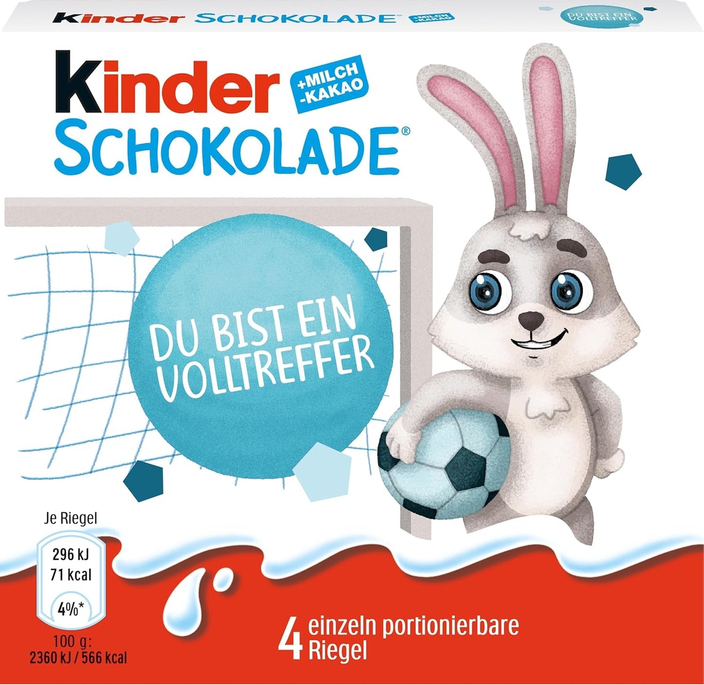 Kinder Chocolate (20 x 50 g) - Valentijnsdagcadeau voor hem en haar, Carnaval & Mardi Gras-snoepjes - Gevulde melkchocoladerepen - 20 verpakkingen van elk 4 individuele repen
