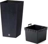 Prosperplast rotanlook potten/potten met inzet | 26,5 x 26,5 x 50cm | antraciet | weer- en UV-bestendig | van stevig kunststof | voor binnen en buiten