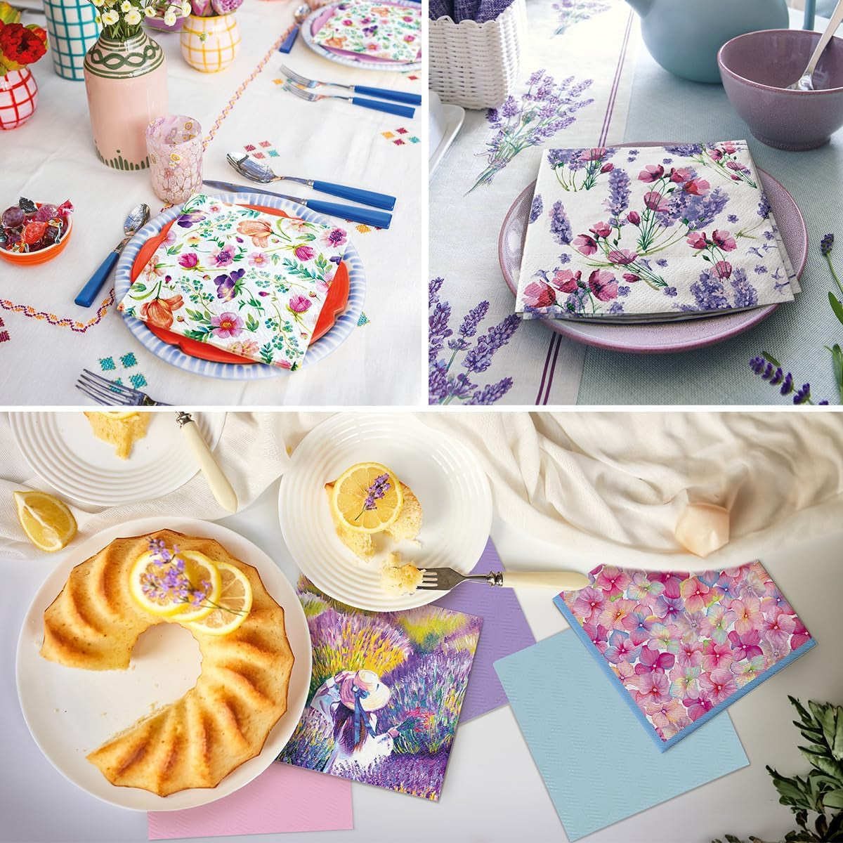PAW - 3-laags servetten (33 x 33 cm) I 20 stuks I Perfect voor verjaardagen, feesten, bruiloften, communies en feestdagen I Tafeldecoraties Kleurrijke papieren servetten - Kleurrijke bloemen Flora I Bloemstuk