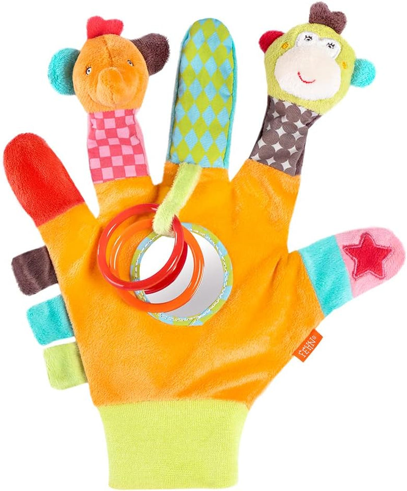 Fehn speelhandschoen safari - aap en olifant babyvingerpoppetjes & eenhoorn babybelsokjes - babysokjes met belfunctie en eenhoornkop - stimuleren motoriek en zintuigen Bebe Toys Naty Shop