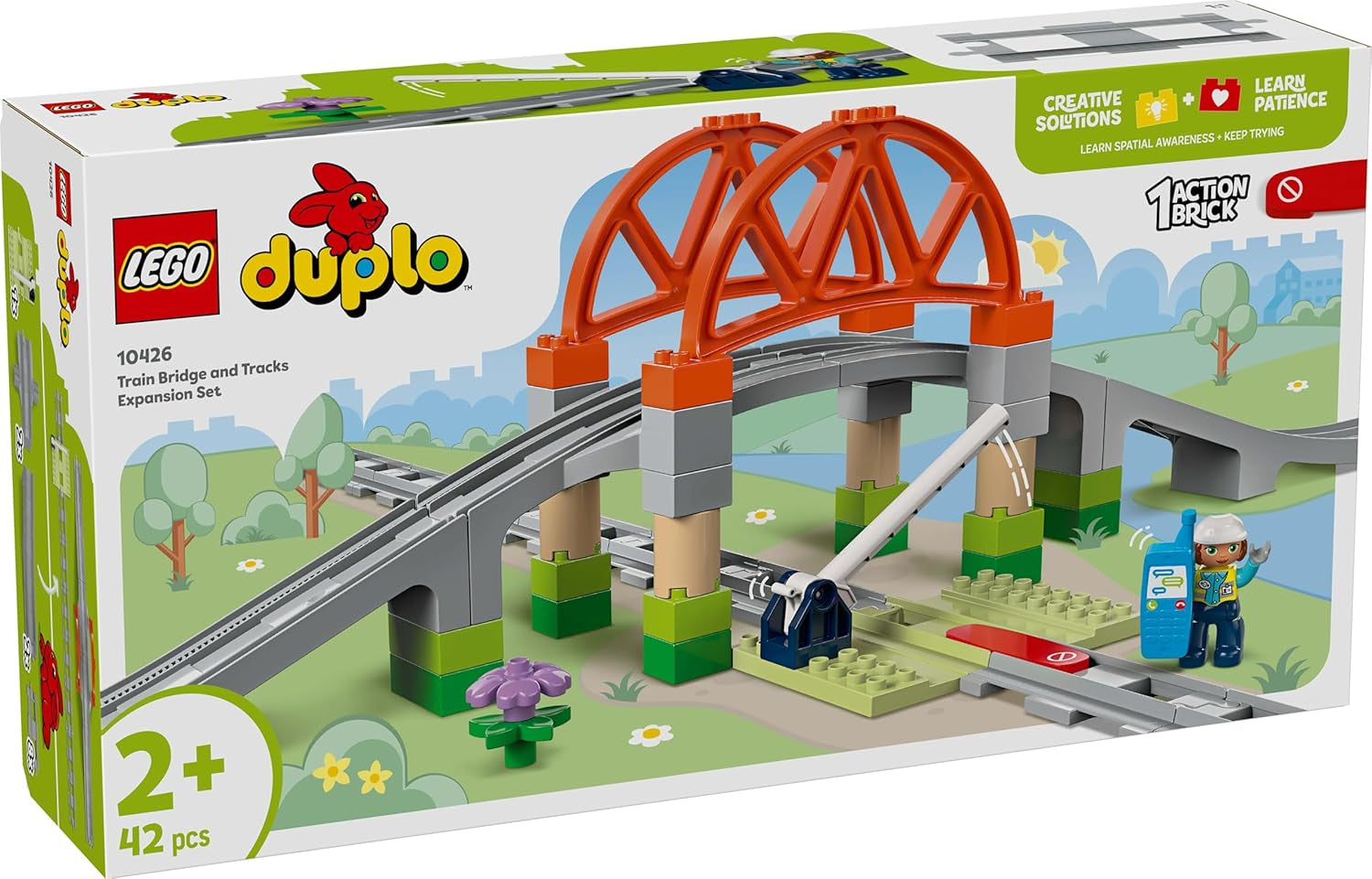 LEGO DUPLO Stadsspoorbrug en -rails - Uitbreidingsset, cadeau voor kinderen vanaf 2 jaar, bouw- en reconstructieset, voorschoolse ontwikkelingsset, educatief speelgoed 10426 Bouwsets Besuche den LEGO-Store