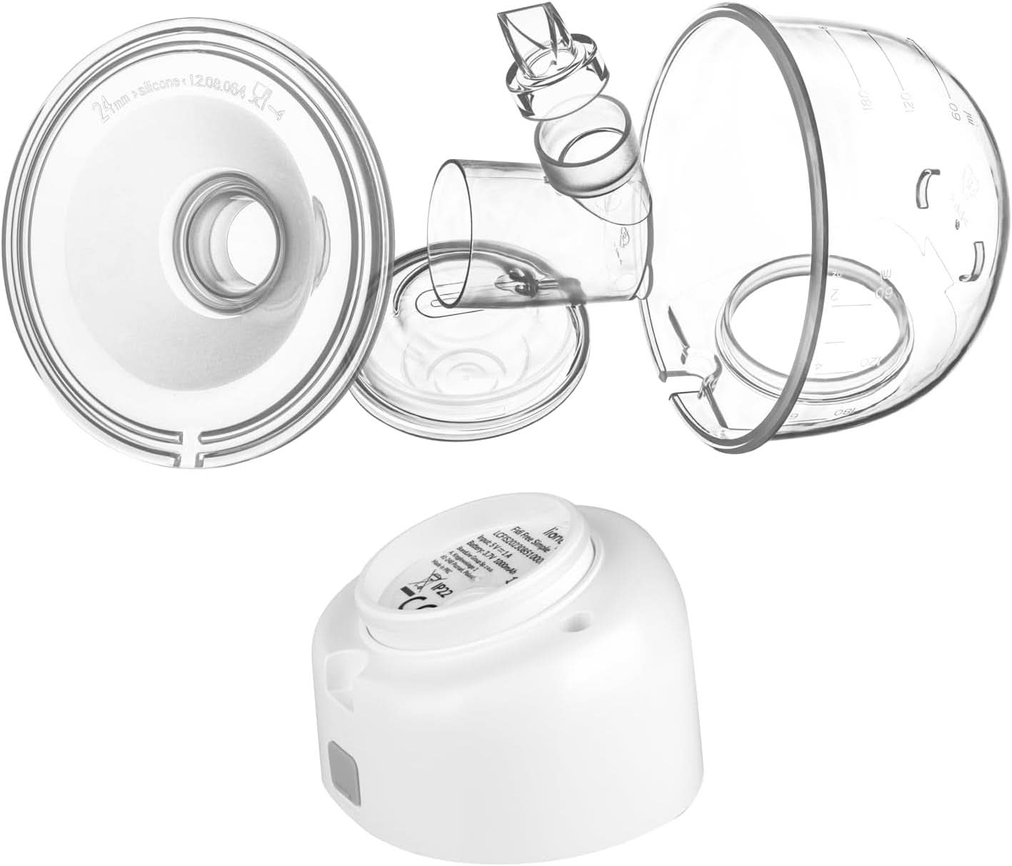 Eenvoudige elektrische moedermelkpomp LIONELO Fidi Free 180 ml, draagbare pomp met 2 fasen, energiebesparend 9 niveaus, 3 maten siliconen trechters Timer Accessoires Voeding en borstvoeding Bebe Naty Shop