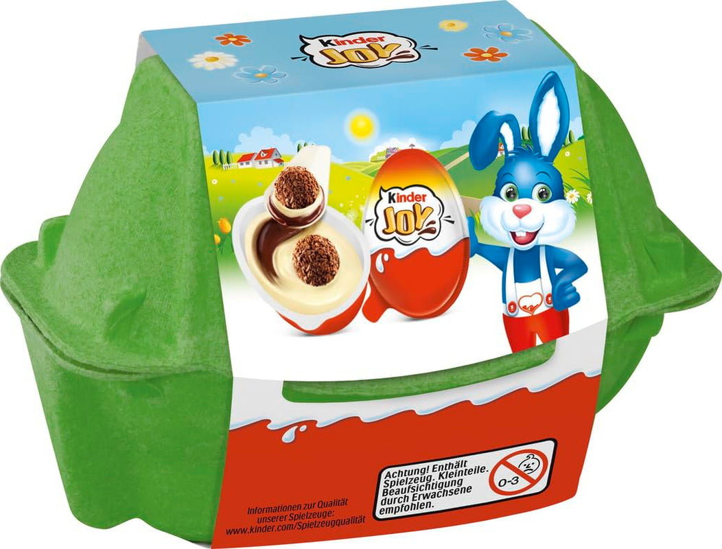 Kinder Joy-pakket van 2 - De ene helft met heerlijke melk- en cacaoroom en knapperige balletjes, en de andere helft met een geweldige verrassing - Paaschocolade, Paassnoepjes - Paascadeau - 40g