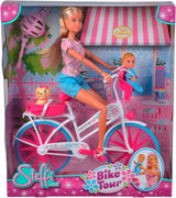 Simba 105739050 - Steffi Love Bike Tour, Steffi en Evi in ​​hun kasteel van drie verdiepingen met schommel, meubels en veel accessoires, 40 stuks, 102x90x38cm, voor kinderen vanaf 3 jaar