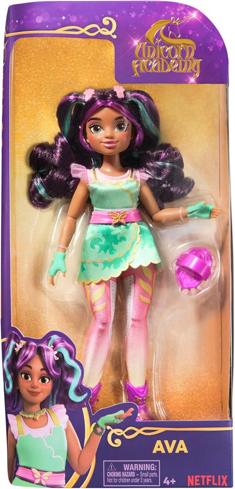 Unicorn Academy Ankleidepuppe Ava - die Original puppe uit de Netflix-serie, 24 cm groot en met 7 accessoires voor fantasievolle rollenspellen, voor kinderen vanaf 4 jaar