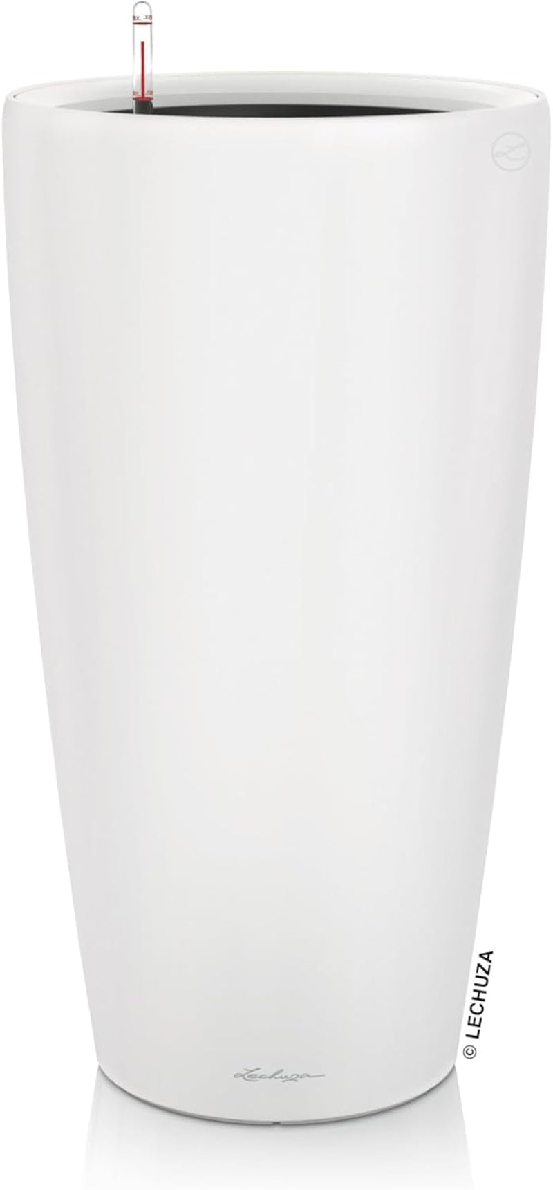 Plantenbak LECHUZA Rondo Premium 32 Mat Wit | Plantenzuil met bewateringssysteem, waterniveau-indicator en planteninzet | Matte afwerking | Ø 32,5 x 56,5cm | 15786