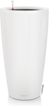 Plantenbak LECHUZA Rondo Premium 32 Mat Wit | Plantenzuil met bewateringssysteem, waterniveau-indicator en planteninzet | Matte afwerking | Ø 32,5 x 56,5cm | 15786
