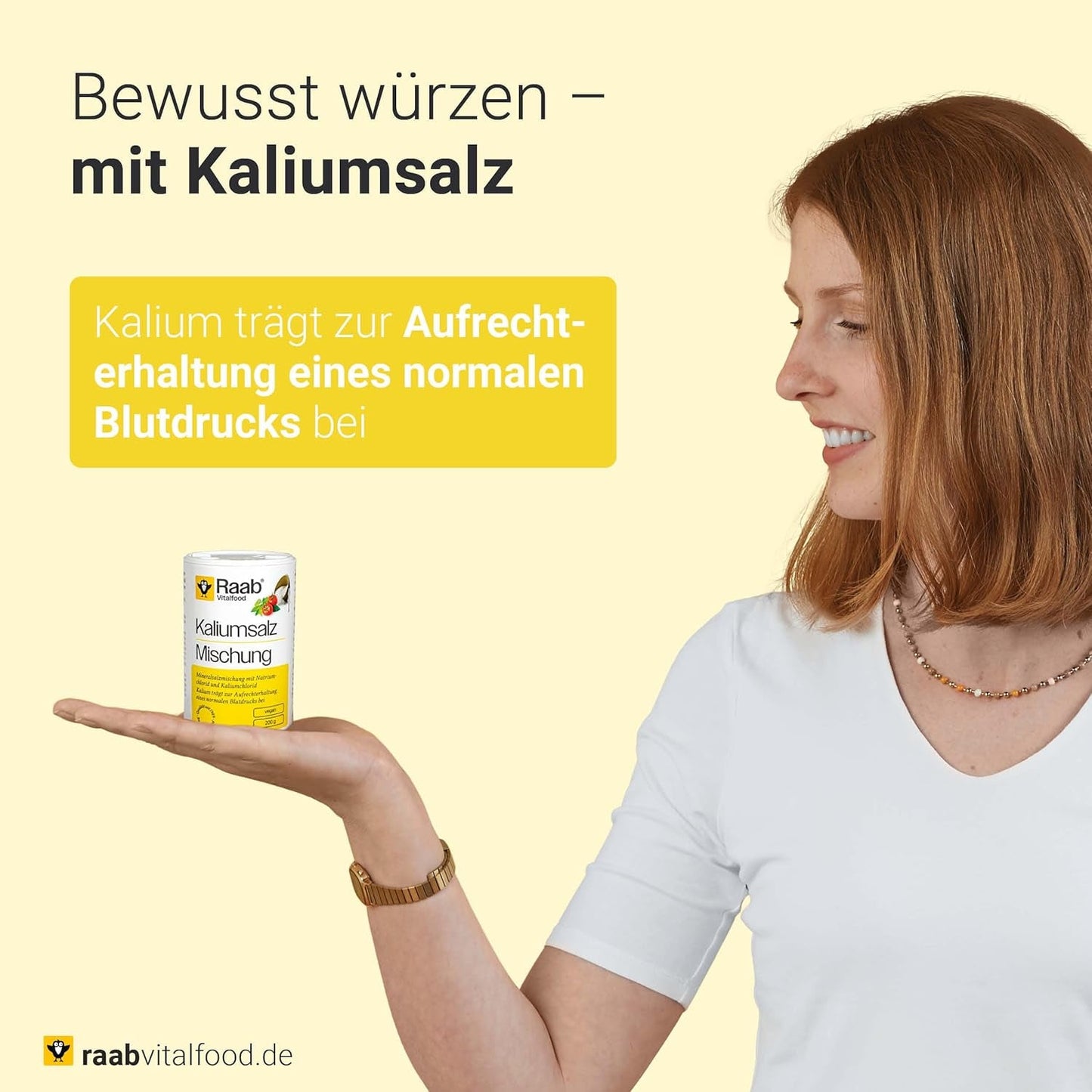 Raab Vitalfood Kaliumzout-Mischung, Mineralsalzmischung mit 66,7% Natriumchlorid (Kochsalz) en 33% Kaliumchlorid, Kalium trägt zur Aufrechterhaltung eines normalen Blutdruck bei (1 x 200 g dosis)