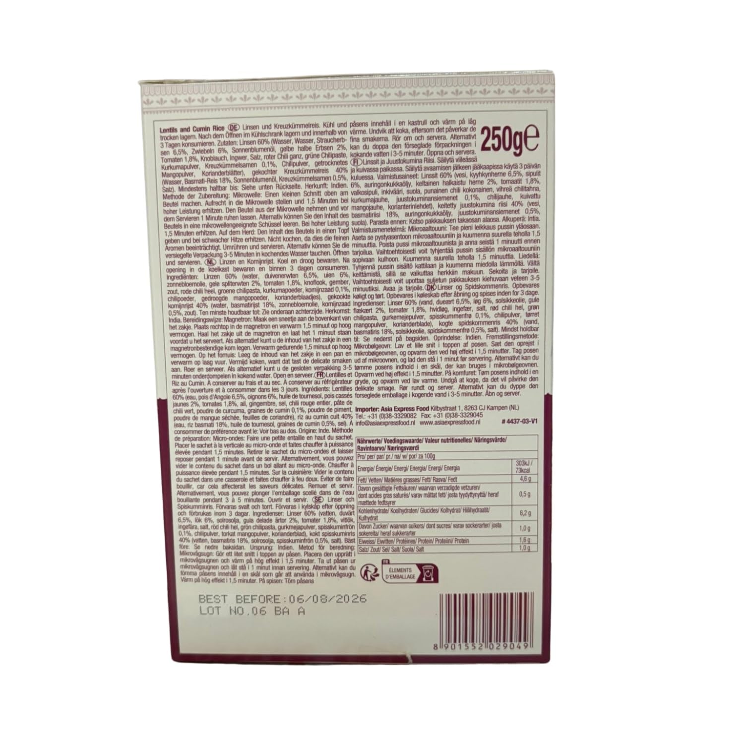 ASHOKA - Instantrijst met linzen en komijn - (1 x 250 g)