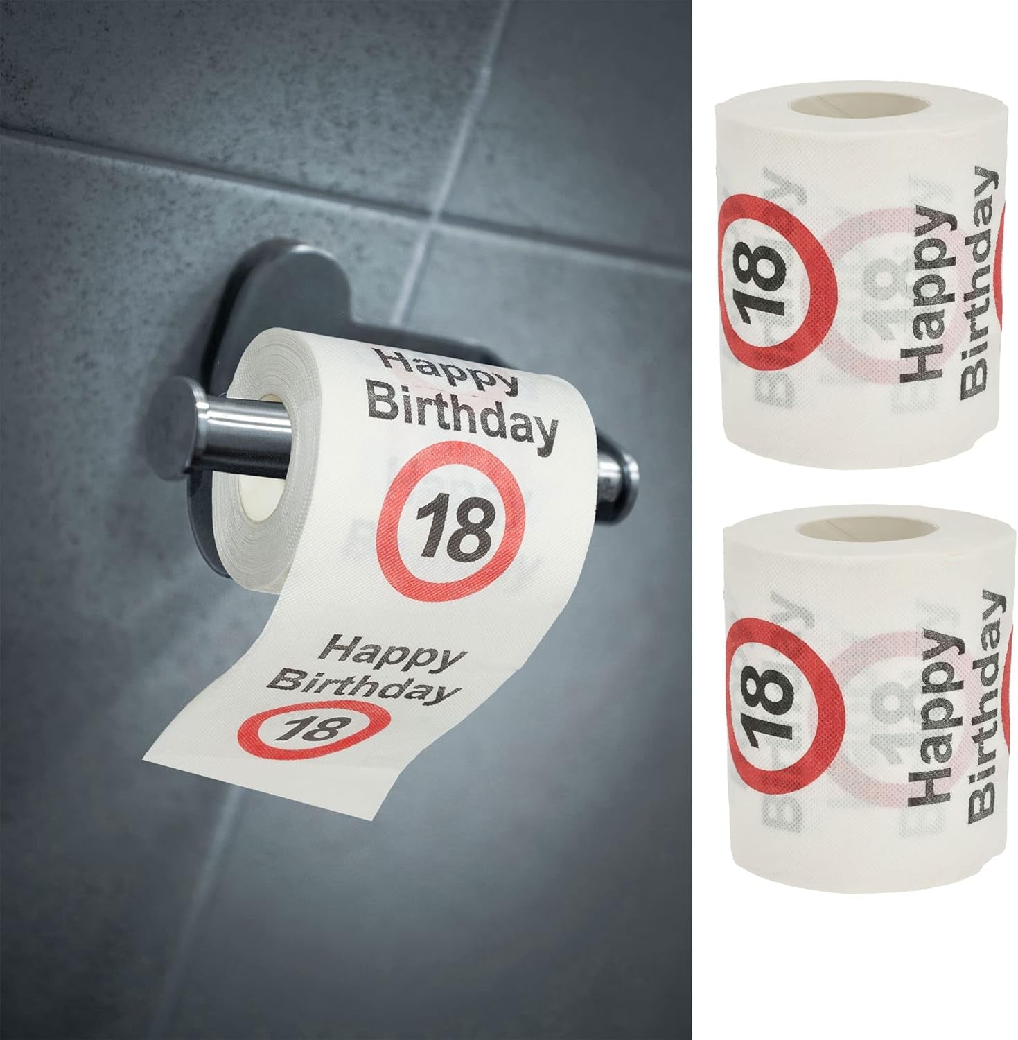 Set van 4 toiletpapieren "Happy 40th birthday" │40th birthday 24 meter 2-stoffen 180Gr/Qm │ Toiletpapier motief toiletpapier (4 X toiletpapier 40)