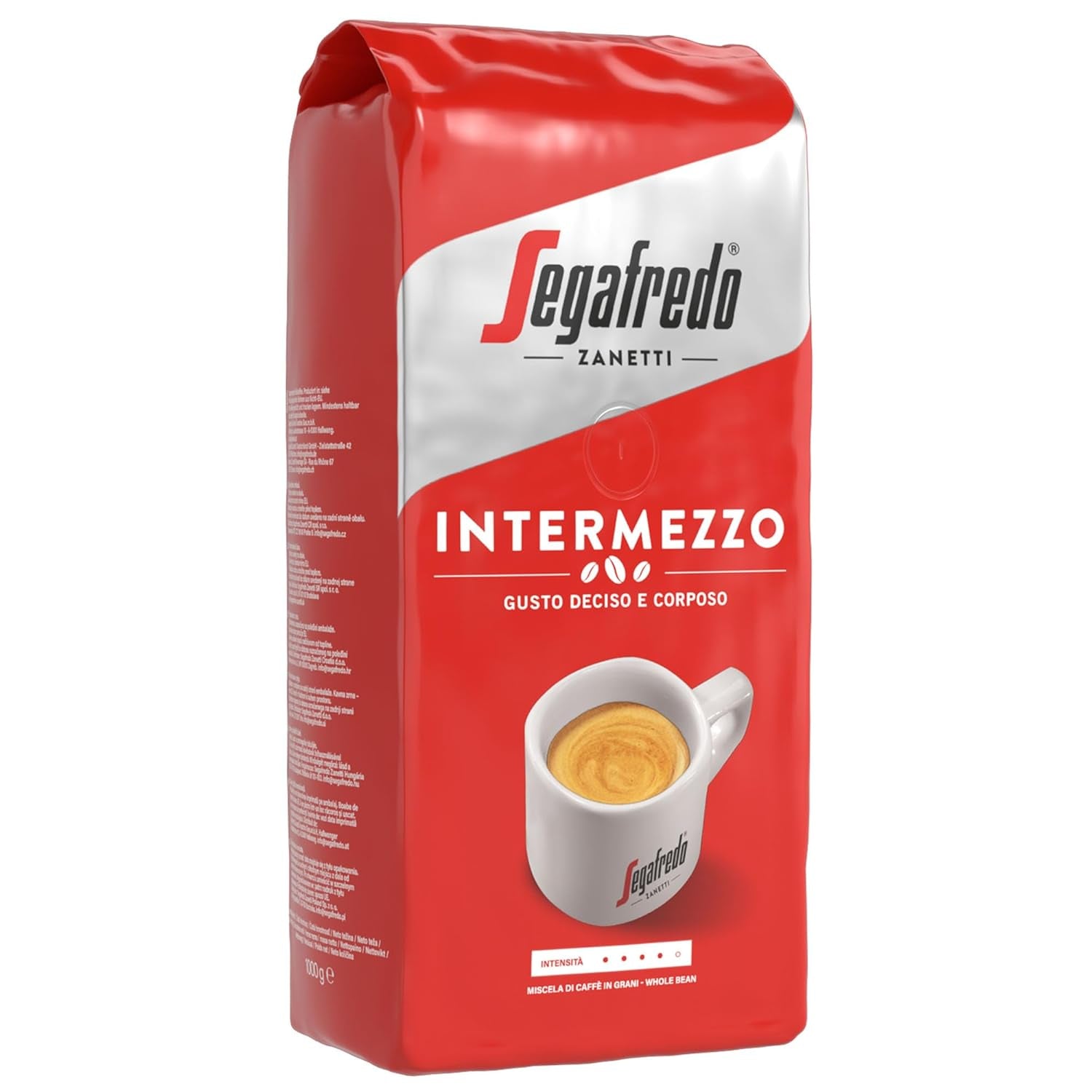 Segafredo Zanetti Intermezzo - Hele Bonen (1 kg Pak) - Geeignet für alle italienschen Kaffeespezialitäten - Kaffeebohnen mit mitteller Röstung, grimmig en vollmundig in Gesmack