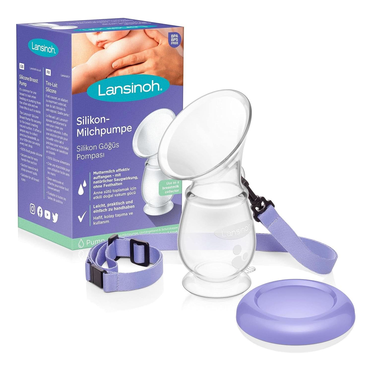 Lansinoh Silikon Milchpumpe & Muttermilchauffänger - Angenehmes & Extrem Weiches Silikon - Rettet Jeden Tropfen Muttermilch - Alternative Zu Milchauffangschalen, 1 Stück (1Er Pack) Accessoires Voeding en borstvoeding Bebe Naty Shop Single Silikon-Milchpumpe Muttermilchauffänger