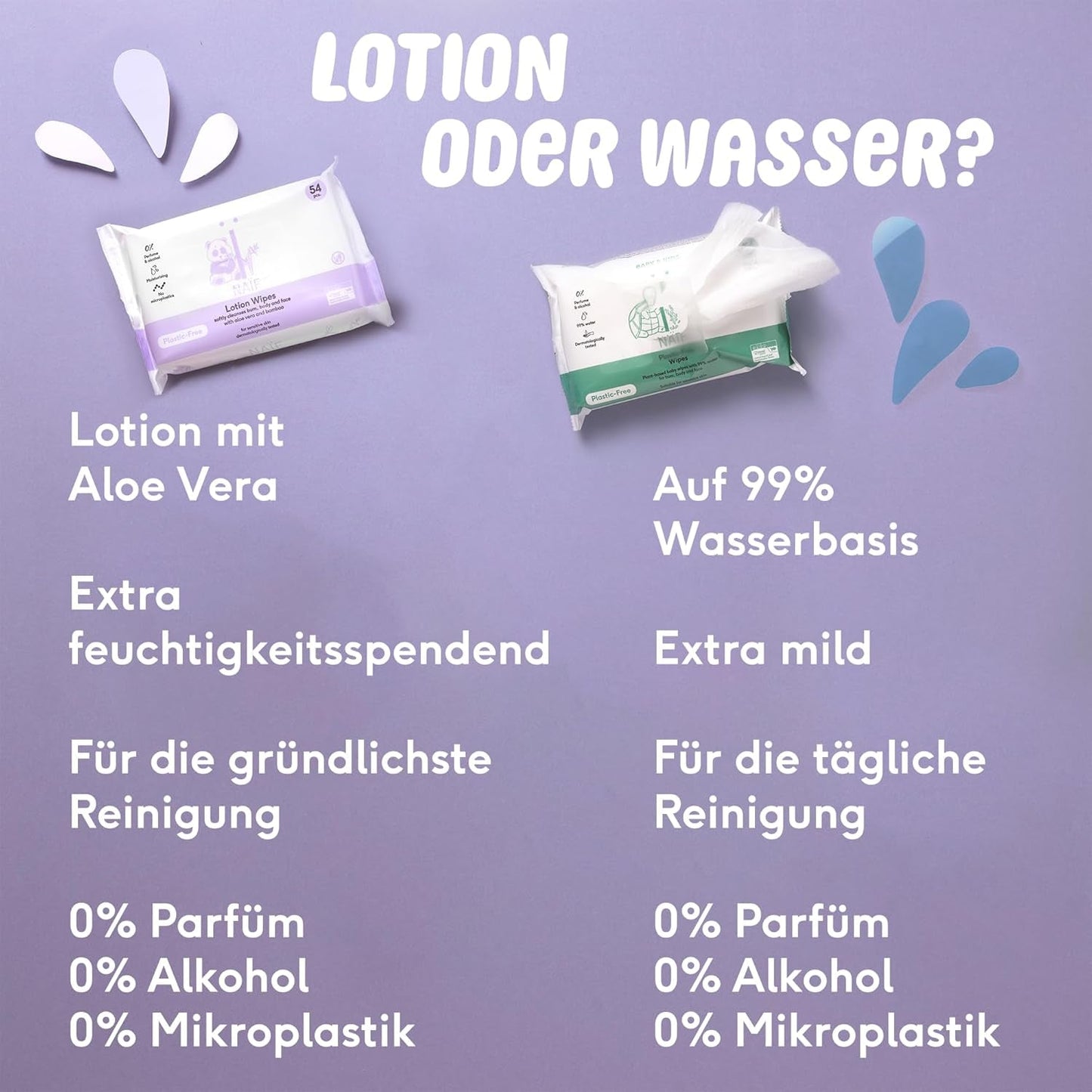 Naïf - Plasticvrije vochtige doekjes - 864 stuks (16 pakjes van 54 doekjes) - Verzorging voor babybilletjes, lichaam en gezicht - 99% water - 0% parfum en alcohol