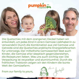 Pumpkin Organics Bio Gemüse-Getreide-Quetschie Kürbis, Birne, Apfel, Pflaume, Hafer ohne Zuckerzusatz¹ - ab 8 Monaten - als Snack of Beikost für unterwegs (100g)