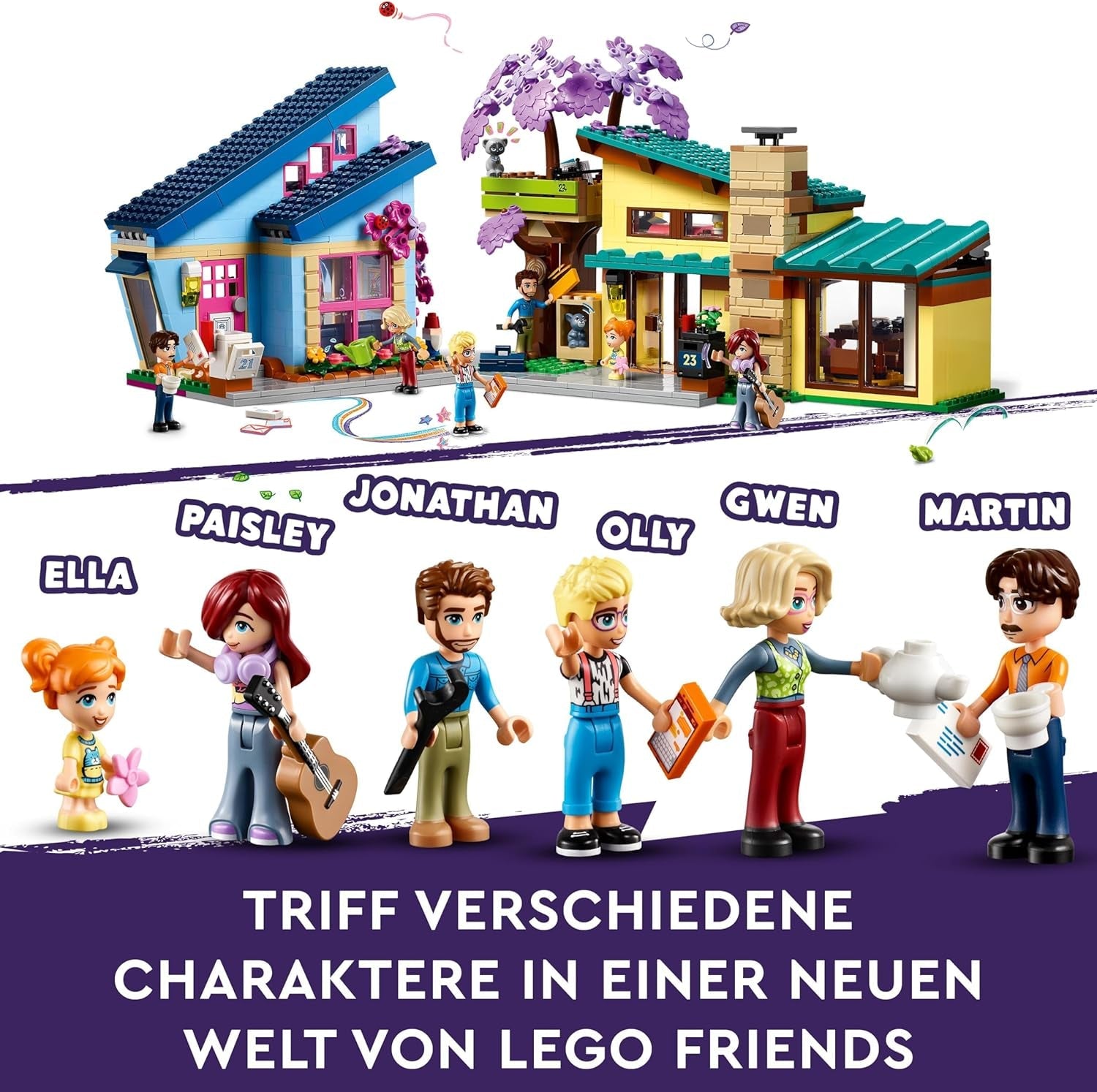 LEGO Friends Familiehuis Olly en Paisley, poppenhuis met figuren en accessoires, huis met twee verdiepingen en boomhut, creatief cadeau voor meisjes en jongens 7+ 42620 bouwsets Besuche in LEGO-Store