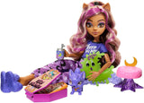 MONSTER HIGH pop en logeerpartij accessoires, Clawdeen Wolf pop met huisdier kat, halve maan, Creepover Party, HKY67