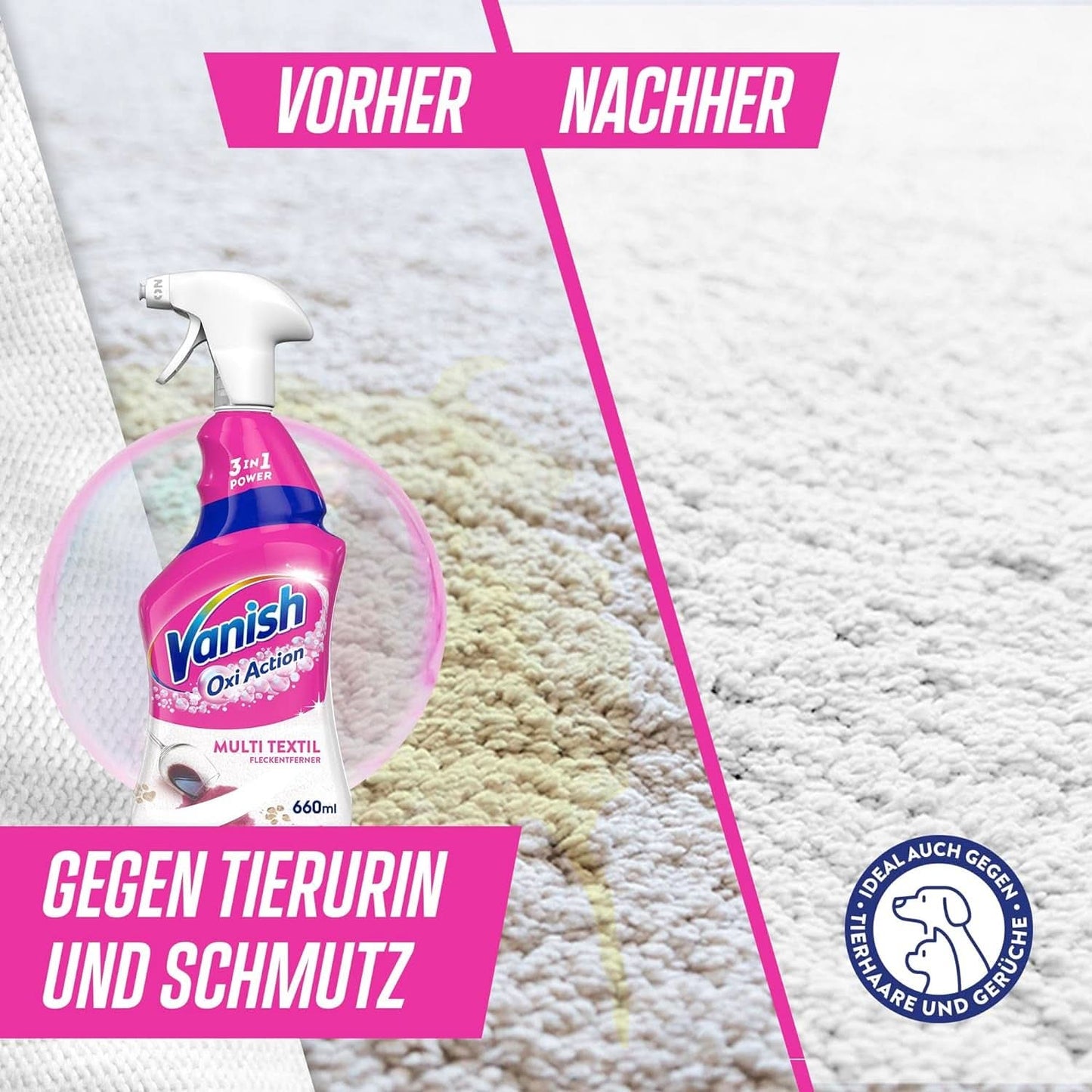 Vanish Oxi Action Multi - Textielvlekverwijderaar Spray - 660 ml - Textielwasmiddel voor tapijten en bekleding - tegen vuil en urinegeur Naty Shop