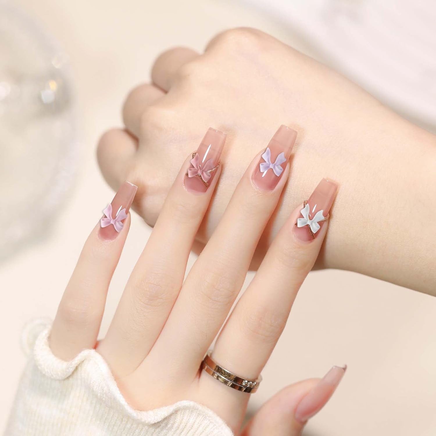 100 Stück 3D Nail Decorations Sets Schleifen Nagelanhänger Nagelkunst Dekorationen Schleife Für Acrylnägel, Süße Kawaii-Schleifenanhänger, Hübsche Nagel-Schleifenanhänger-Dekoration