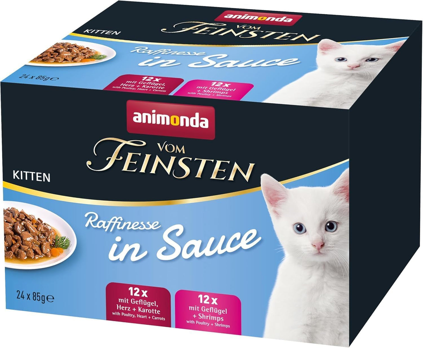 animonda vom Feinsten Premium Kitten Natvoer voor katten, Verfijnde smaken in saus, 24 zakjes (24 x 85 g), Hoogwaardig natvoer voor katten, suikervrij, Gemengde mix