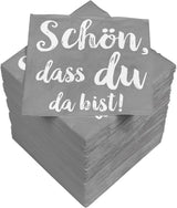 HEKU Cocktailservetten 'Schön Dass Du Da Bist', 3 lagen, 25X25Cm, 150 stuks I Elegant design I Ideaal voor feesten I Praktisch verpakt