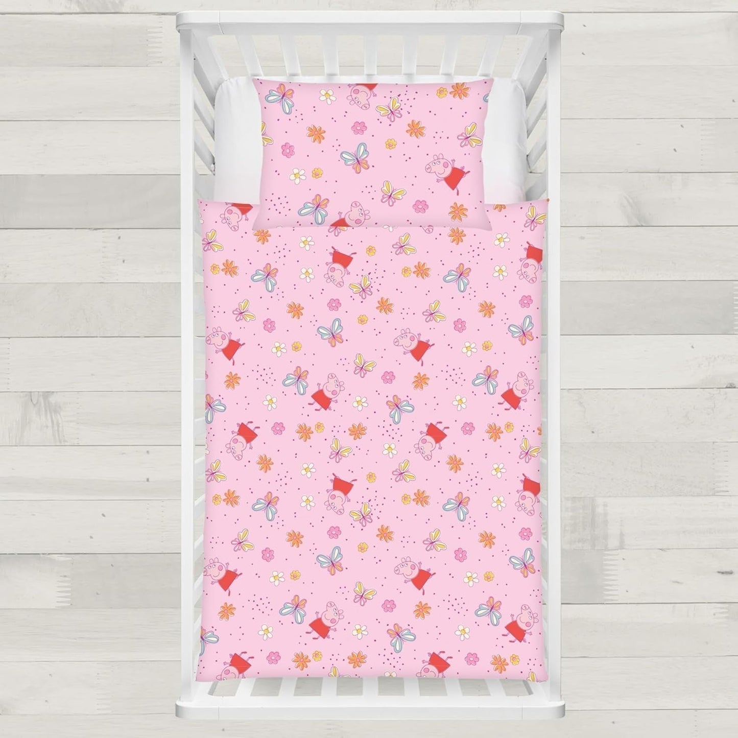 Peppa Pig kinderbeddengoedset, 100 x 135 cm en 40 x 60 cm, katoenen beddengoed - kinderen Naty Shop