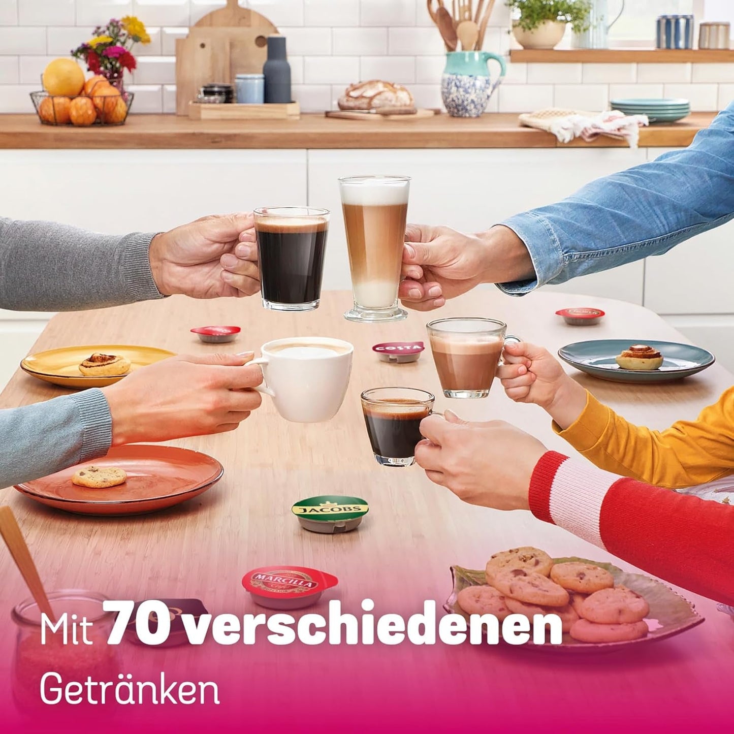 Bosch Tassimo Happy Friendly TAS107E Capsule-espressomachine, 70+ dranken, geschikt voor alle kopjes, auto-stop, duurzaam, perfecte dosering, ruimtebesparend, 1400W, crème/zwart