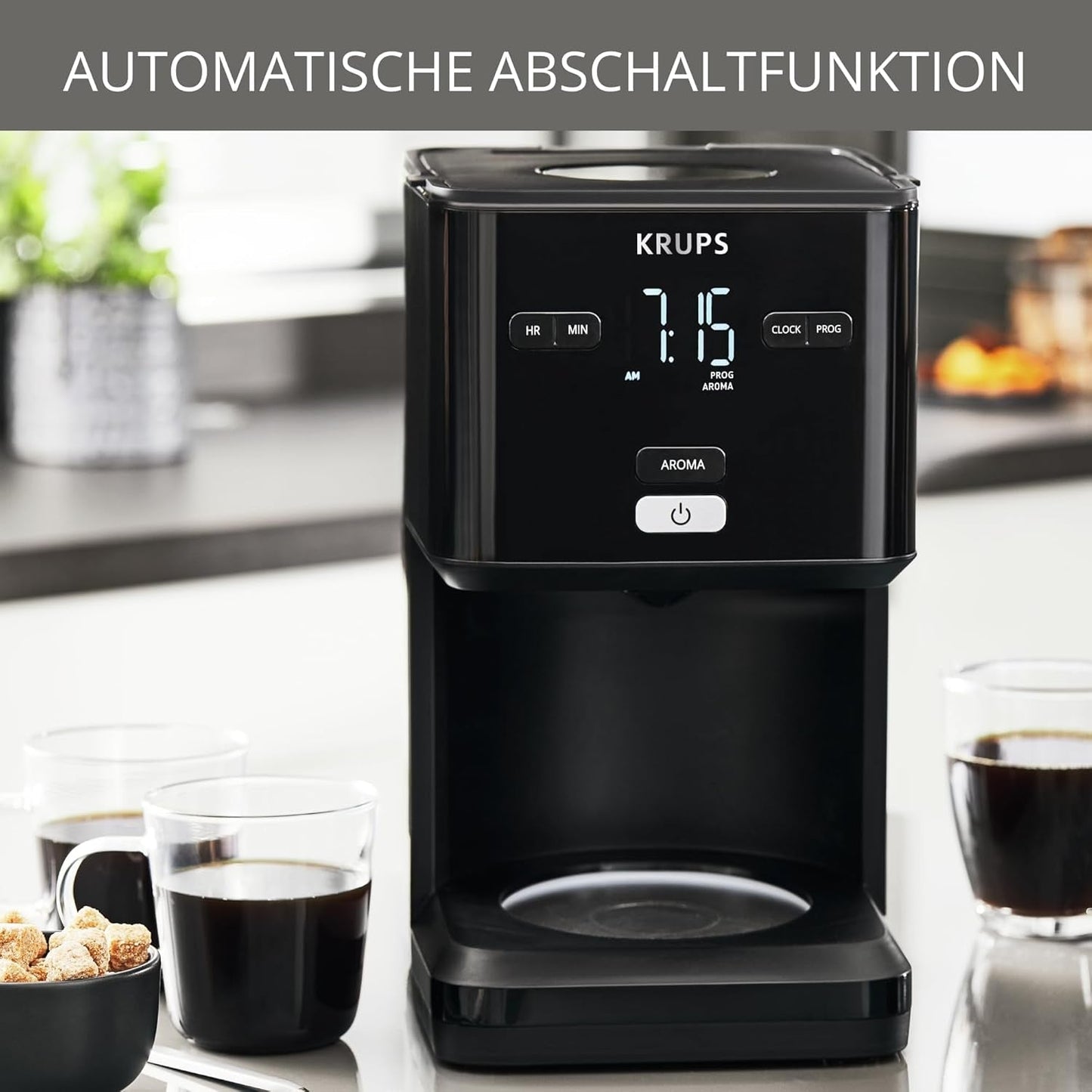 Krups Smart'n Light koffiemachine met timer, voor 1,25 liter filterkoffie, warmhoudfunctie, automatische uitschakeling, zwart, KM600810