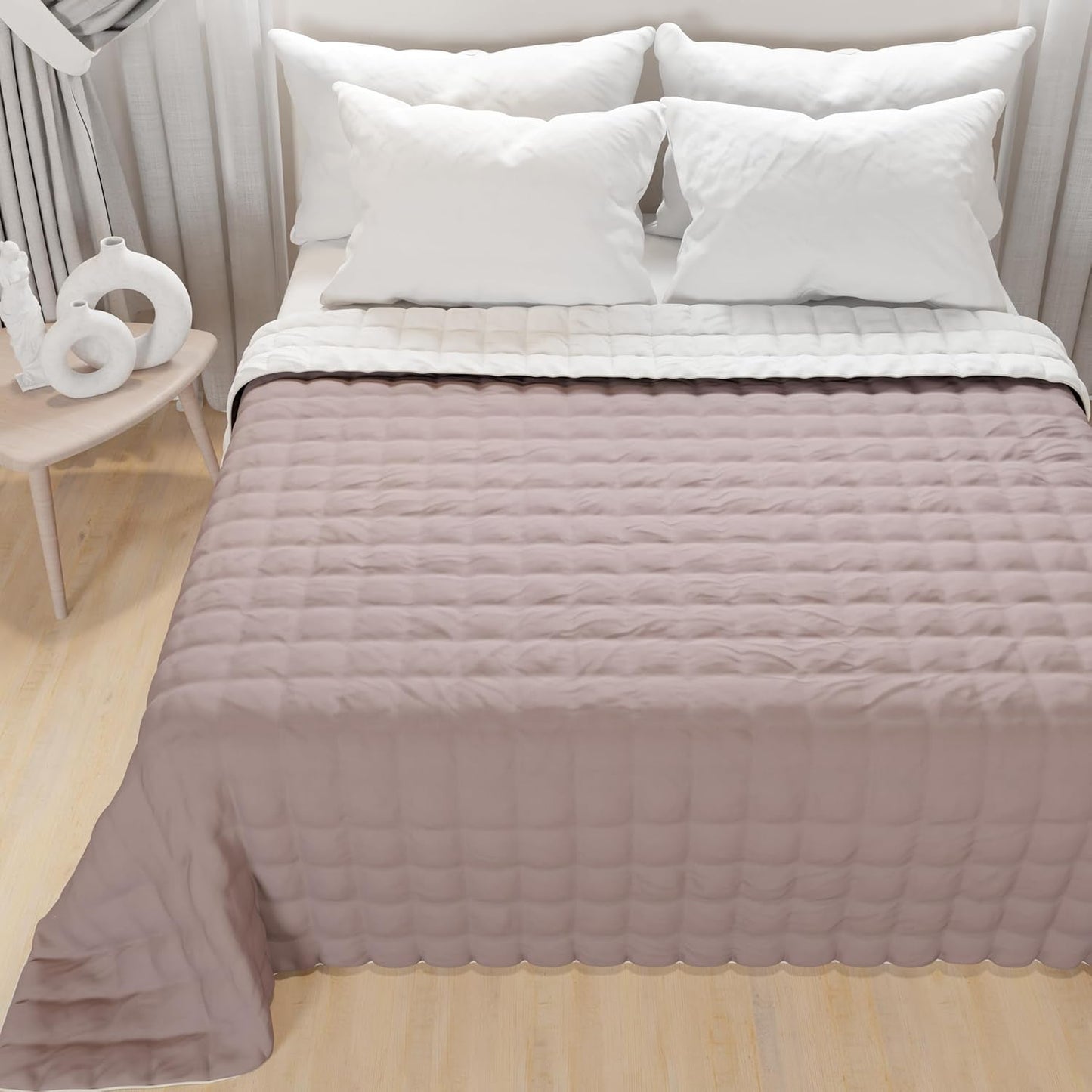 PETTI Artigiani Italiani - Eenpersoonsbedovertrek, dubbelzijdige sprei, verensprei, nachtblauw, wit, 100% Made in Italy