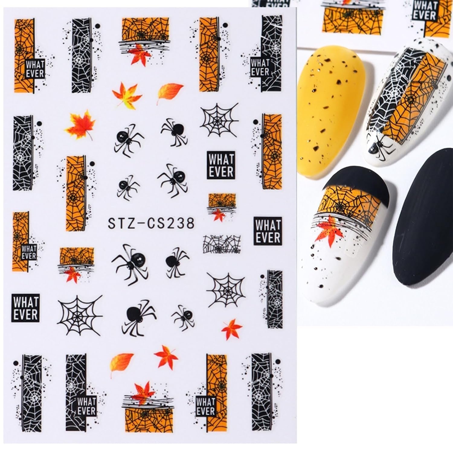 JMEOWIO Nagelsticker Herbst 9 Blatt Nail Art Sticker Selbstklebend Nagelaufkleber Kürbis Ahornblatt Erntedankfest Decoratie Nageldesign Zubehör
