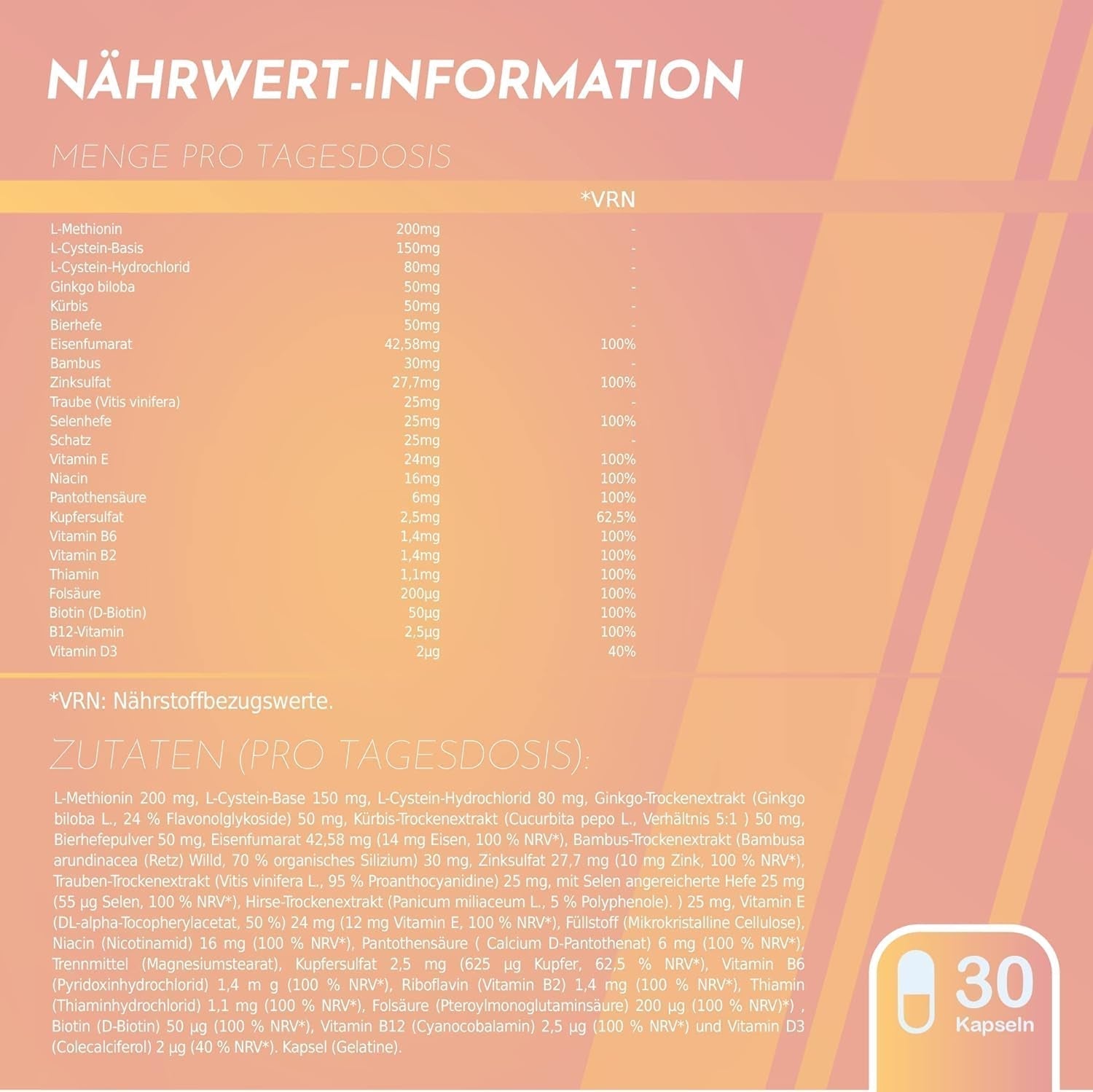 Healthy Fusion Haircomplex, effectief tegen haaruitval, 30 capsules Haarverzorging Naty Shop
