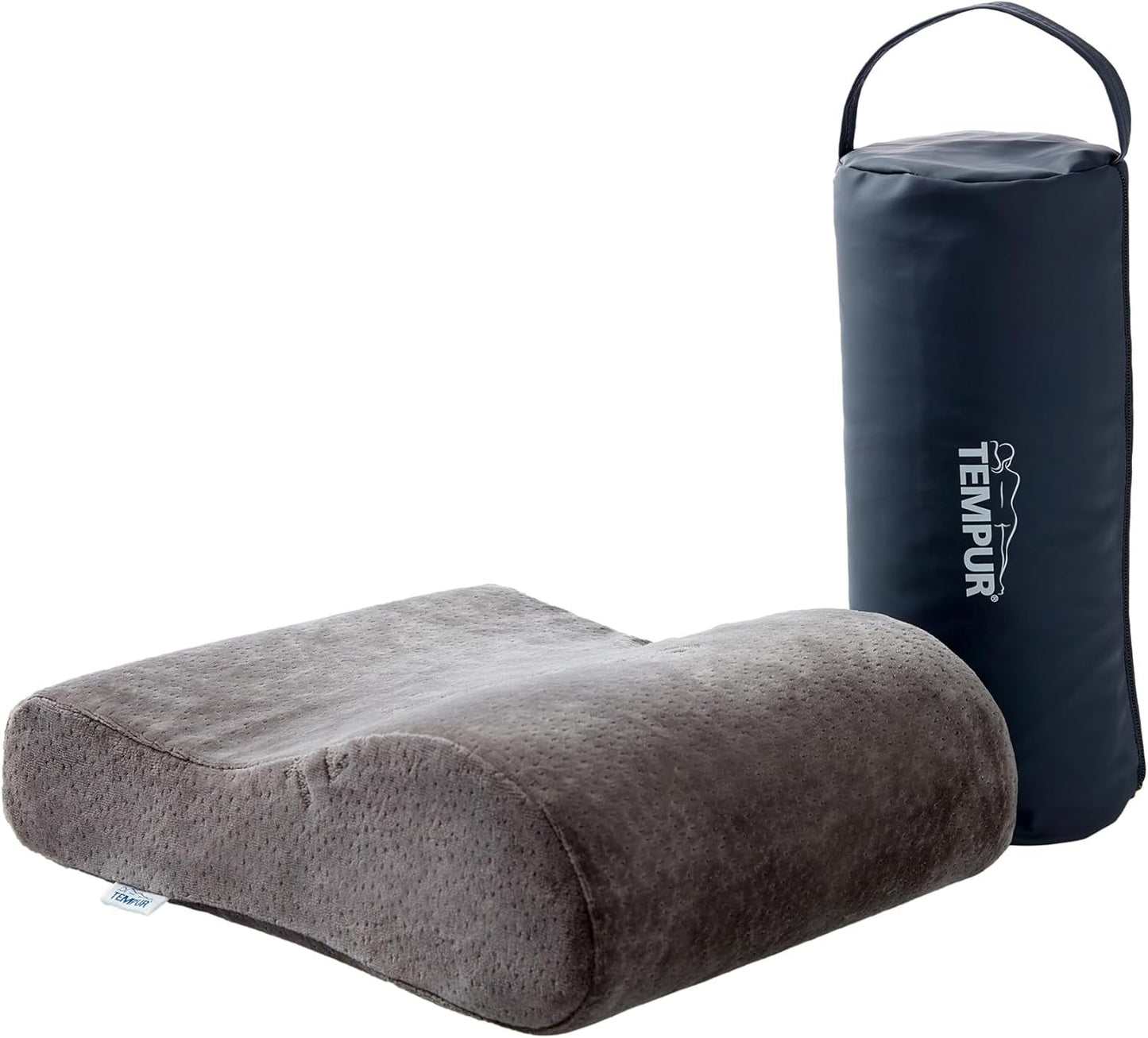 TEMPUR Memory Foam reiskussen, ergonomisch nekkussen, inclusief draagtas, antraciet, afmetingen 25 x 31 x 10/7 cm
