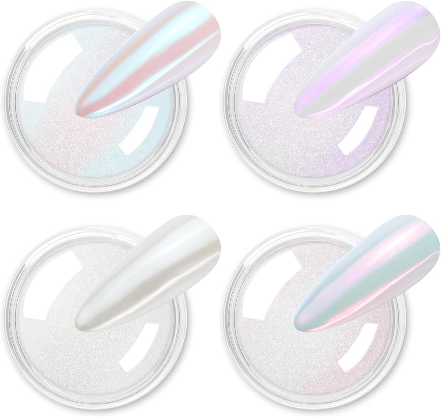 Chrom Nagel Pulver 4 Kleuren Iriserendes Aurora Pulver Metallic Spiegeleffect Pigment Parelmoer Meerjungfrau Glitter Einhorn Glitter voor Gel Polish Nail Art Decoratie-Purpurgrüner Jadeit