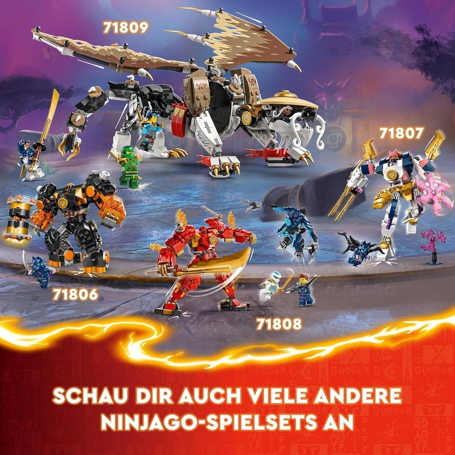 LEGO NINJAGO Egalt Drakenmeester, Ninja Set met Drakenspeelgoed en 5 figuren waaronder Lloyd en NYA, Drakenmeester, cadeau voor jongens en meisjes vanaf 8 jaar 71809 Bouwsets Beuche in LEGO-Store