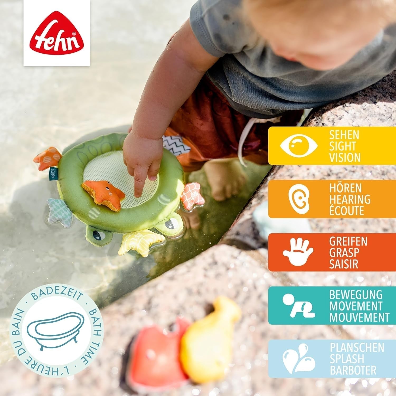 Fehn kikkerbadnet - Babybadspeeltje voor in bad - Drijvend waterspeelgoed voor vrolijk badplezier - Badspeelgoed voor baby's en peuters vanaf 0+ maanden Babyspeelgoed Naty Shop