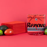Renova papieren servetten, rood rood etiket - 70 servetten