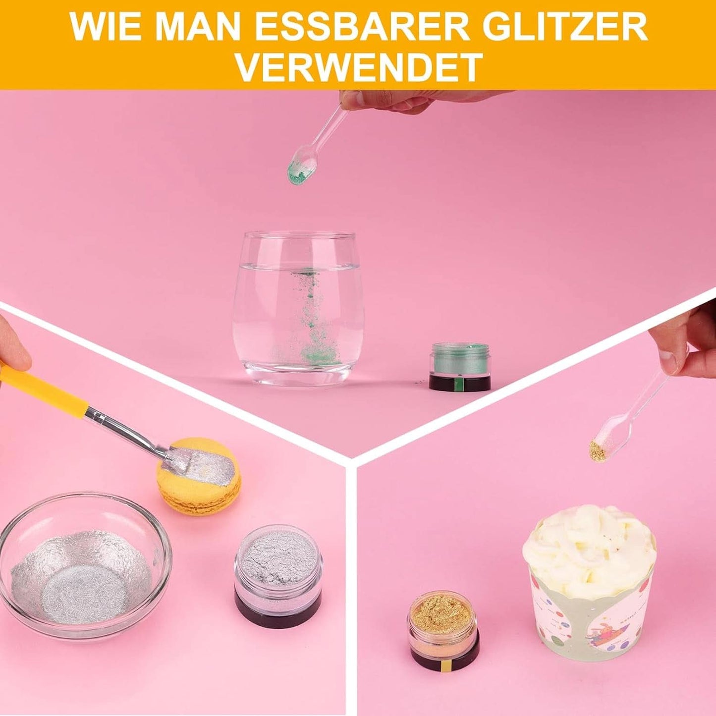 Eetbare glitters, set van 6 tinten, 5 gram Glitter Naty Shop