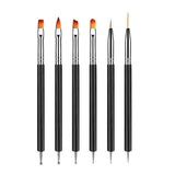 6 Stück Doppel-Ende Nagel Pinsel, Nageldesign Pinsel, Doppel-Ende Nail Art Pinsel Kit Professionelle Maniküre Werkzeuge Kit (Zwart)