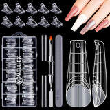 120-delige nagelvormenset, nagelverlengingen, gelnagelvormen, nagelvormset met dubbele kopborstel en nagelvijl met clips, voor gelnagels